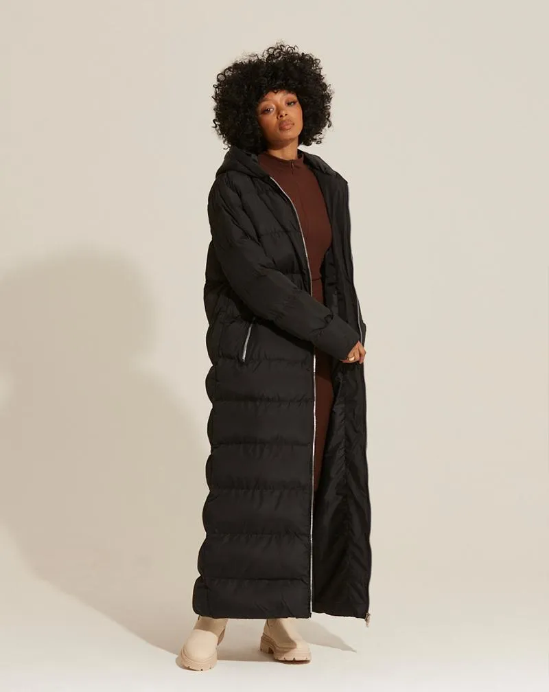 Maxi Padded Hooded Jacket - Black