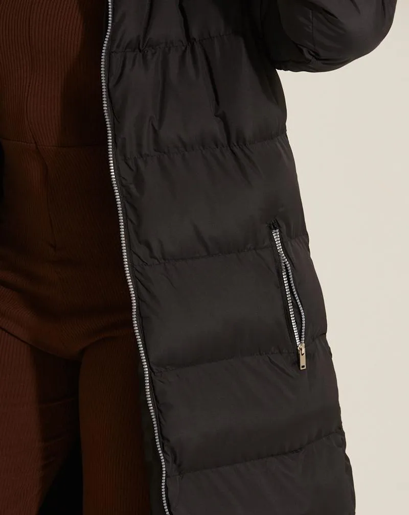 Maxi Padded Hooded Jacket - Black