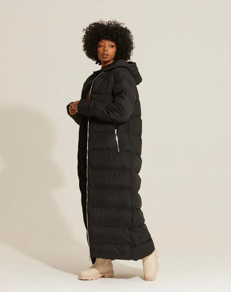 Maxi Padded Hooded Jacket - Black