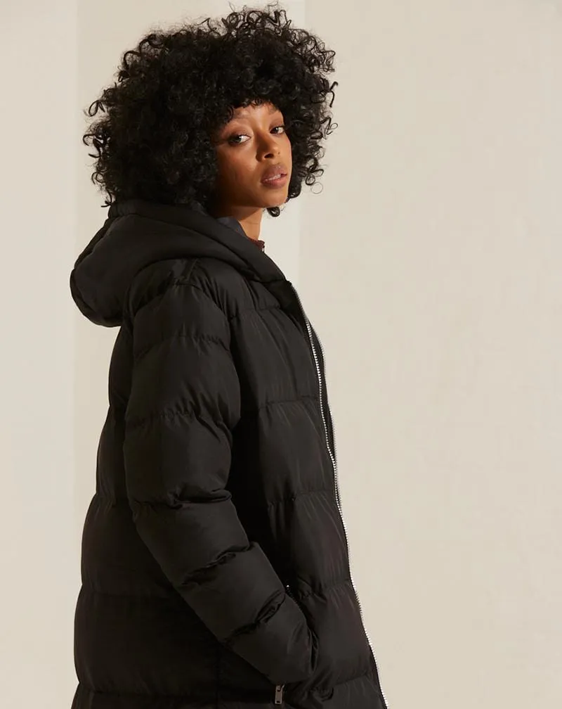 Maxi Padded Hooded Jacket - Black