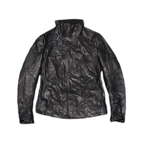 Men's Asymmetrical Crinkled Leather Jacket