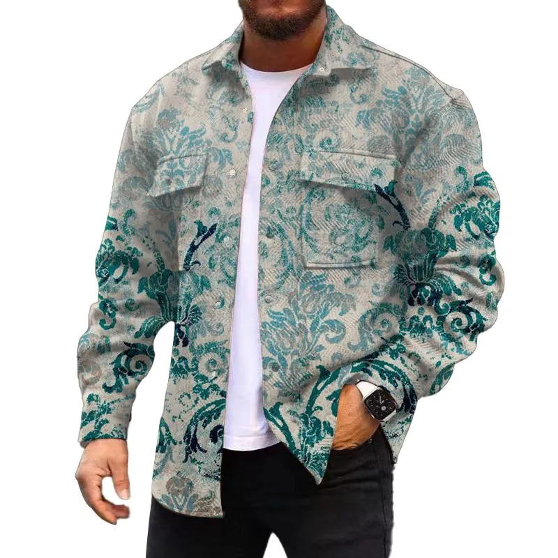 Men's Corduroy Print Long Sleeve Jacket 23391574L