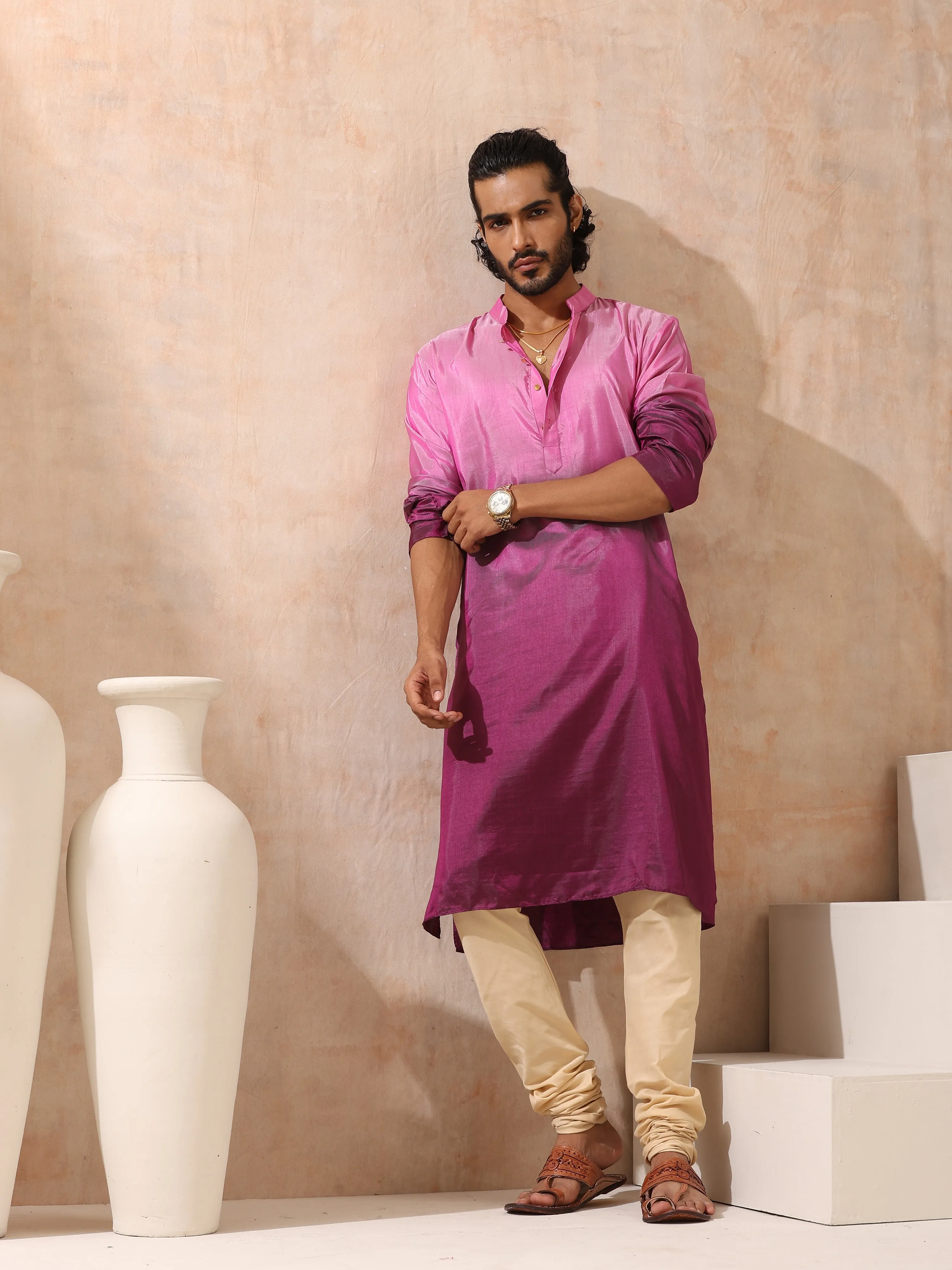 Mens Ombre Shades of Pink Kurta