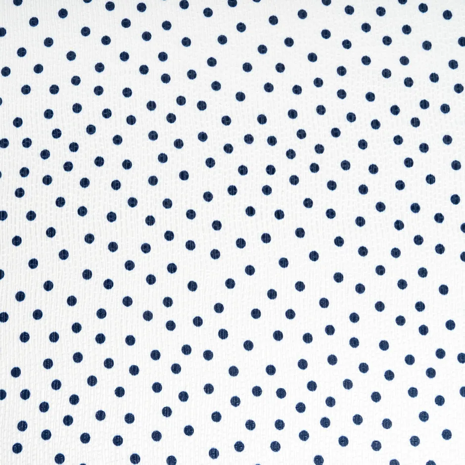 Midnight Blue Spotted Ivory Cotton Blend Cloqué