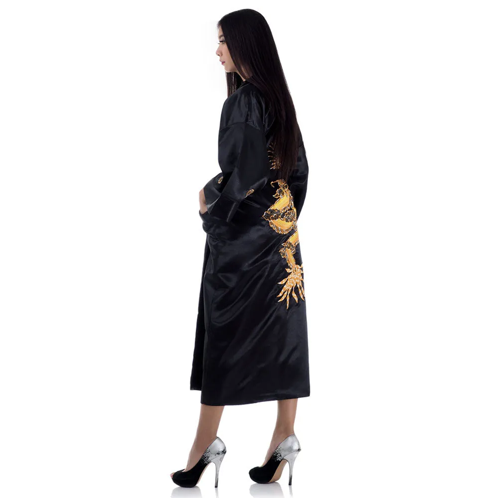 Midnight Dragon Women’s Reversible Kimono Robe