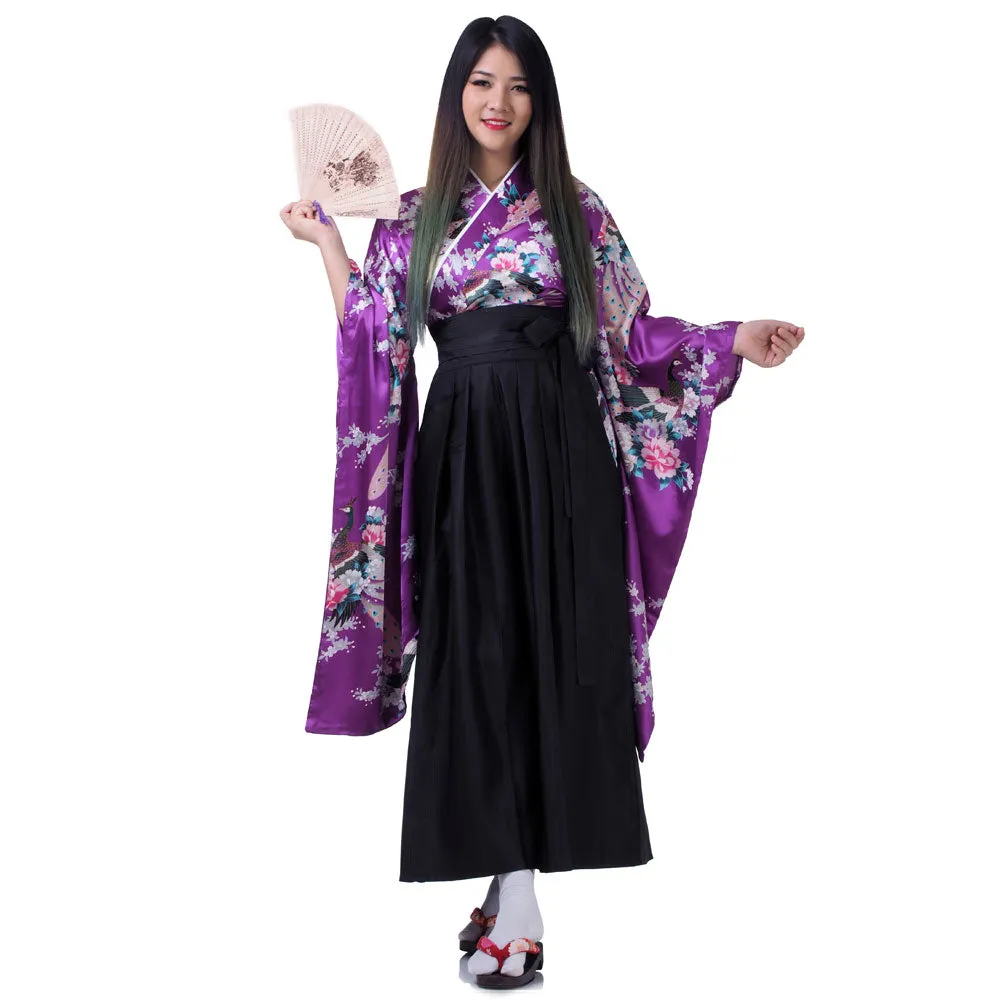 Midori Women’s Japanese Geisha Kimono Hakama Set