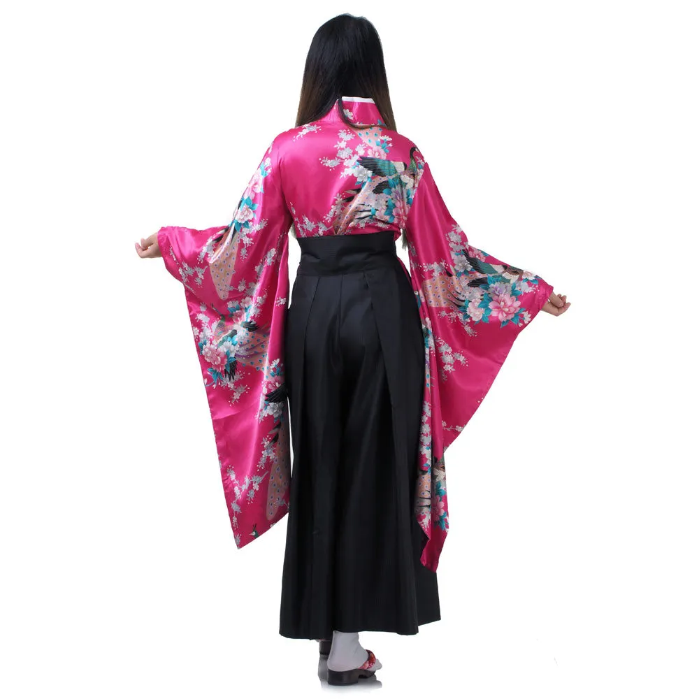 Midori Women’s Japanese Geisha Kimono Hakama Set