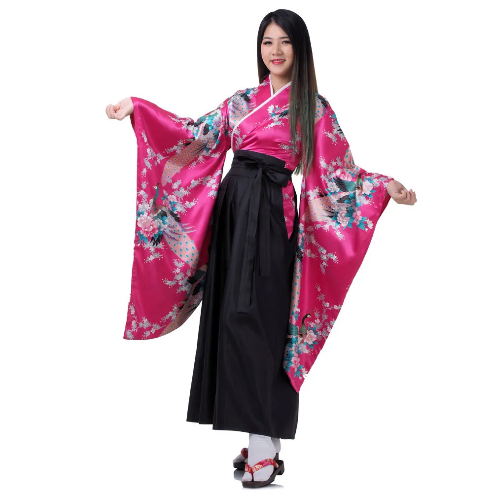 Midori Women’s Japanese Geisha Kimono Hakama Set