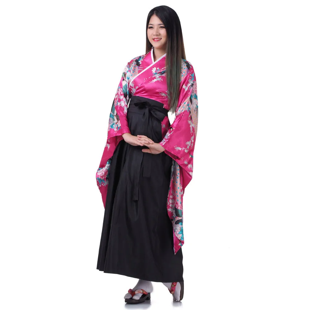 Midori Women’s Japanese Geisha Kimono Hakama Set