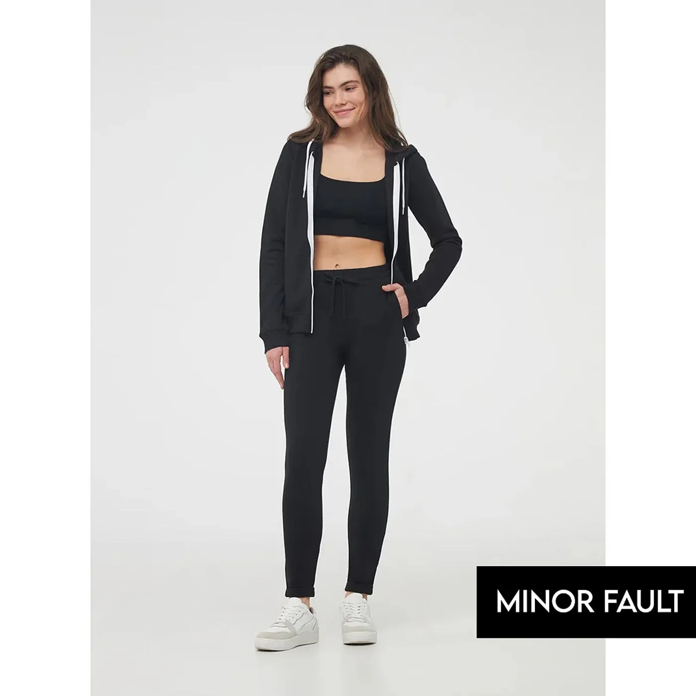 (Minor Fault) Black Skinny-fit Lightweight Jogging Bottoms