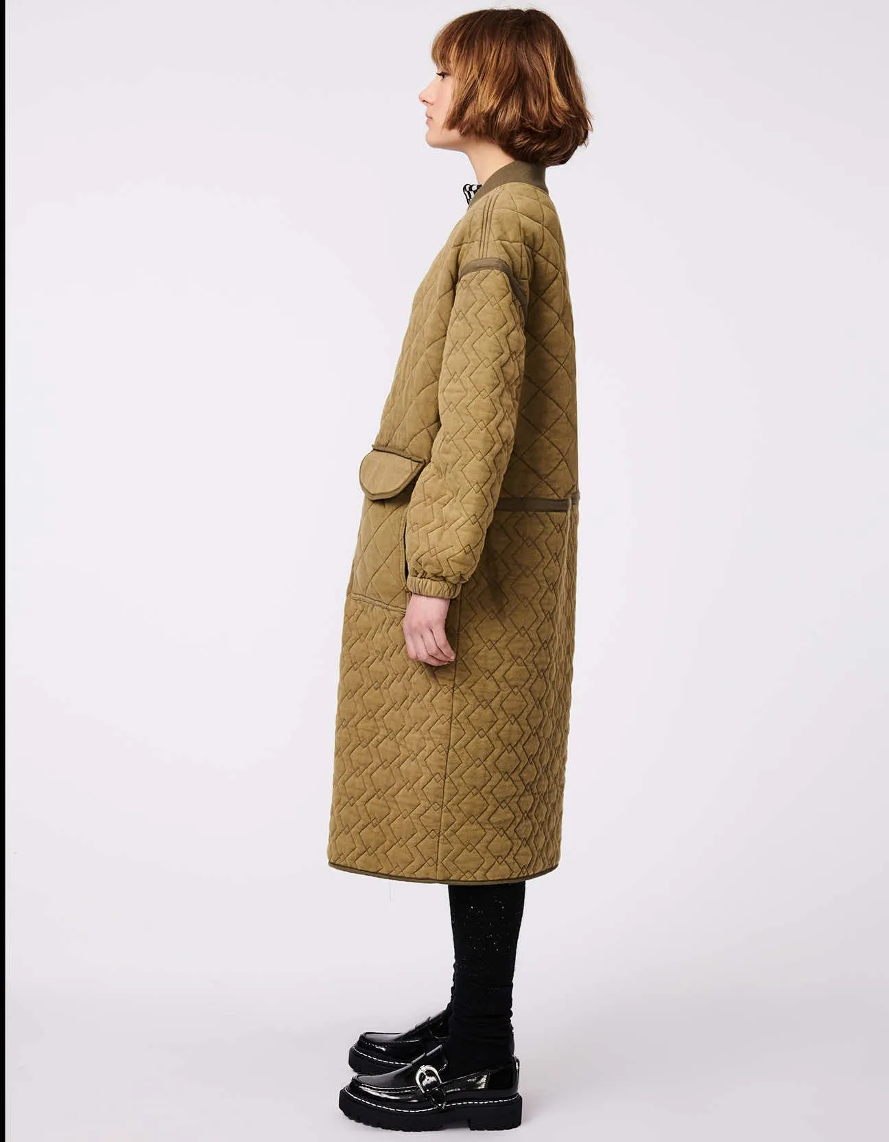 MIX-STICH LONG QUILTED COAT