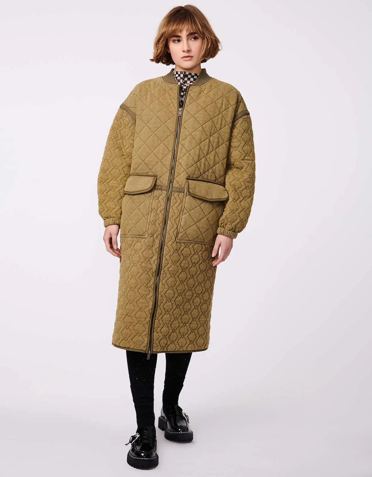 MIX-STICH LONG QUILTED COAT