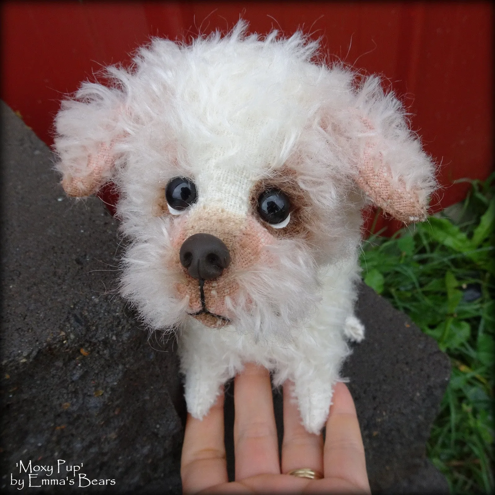 Moxy Pup - 7IN mohair puppy soft sculpture by Emmas Bears - OOAK