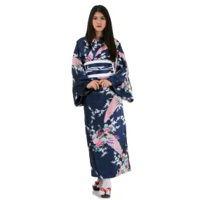 Navy Blue Geisha Yukata Kimono for Women Midori