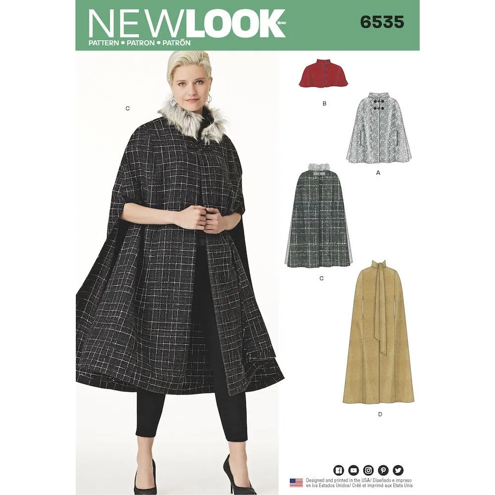 Newlook Pattern 6535 Women's Capes in Four Lengths