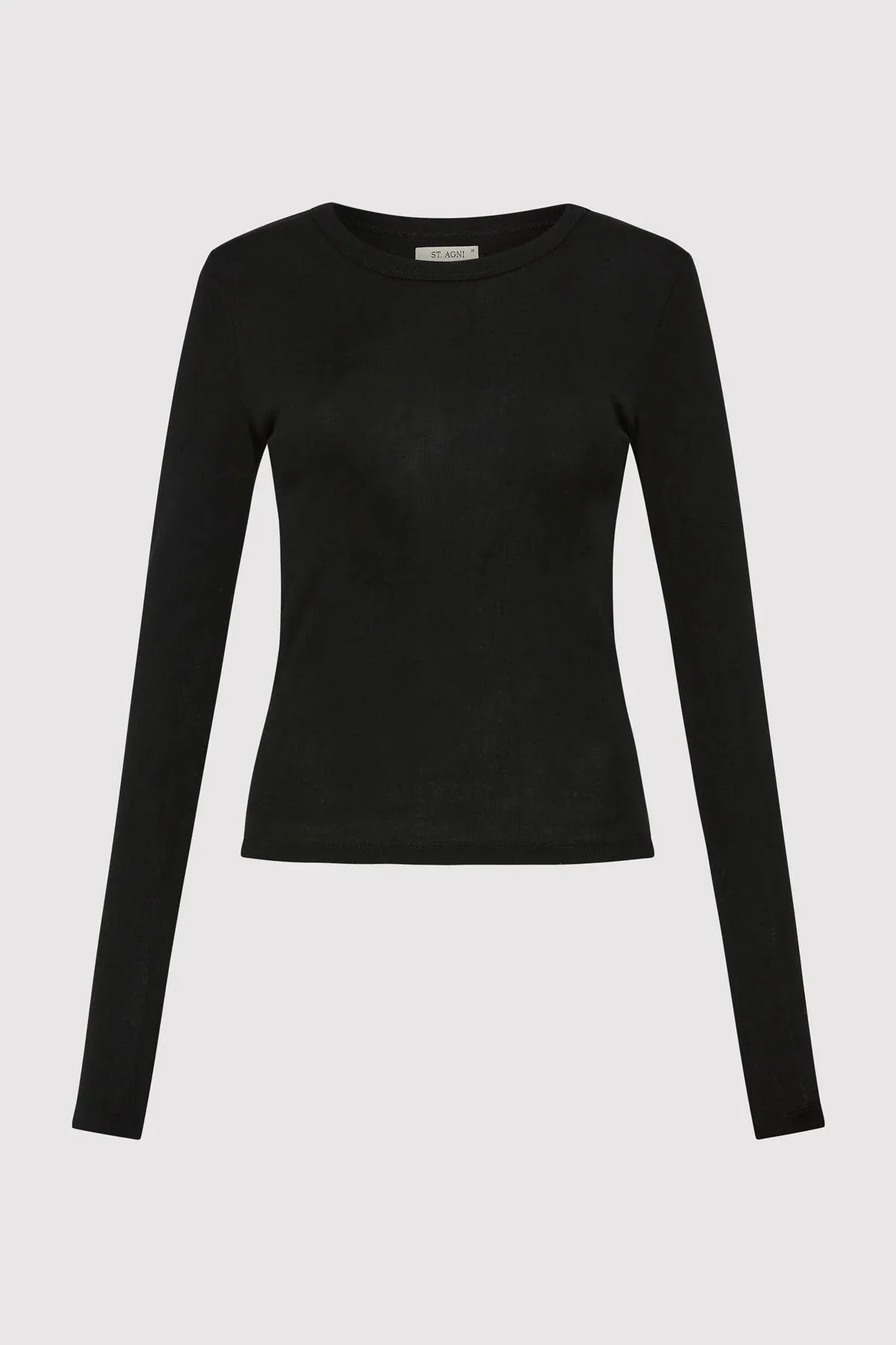 ORGANIC COTTON SOFT RIB LONG SLEEVE TOP - BLACK