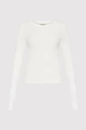 ORGANIC COTTON SOFT RIB LONG SLEEVE TOP - WHITE