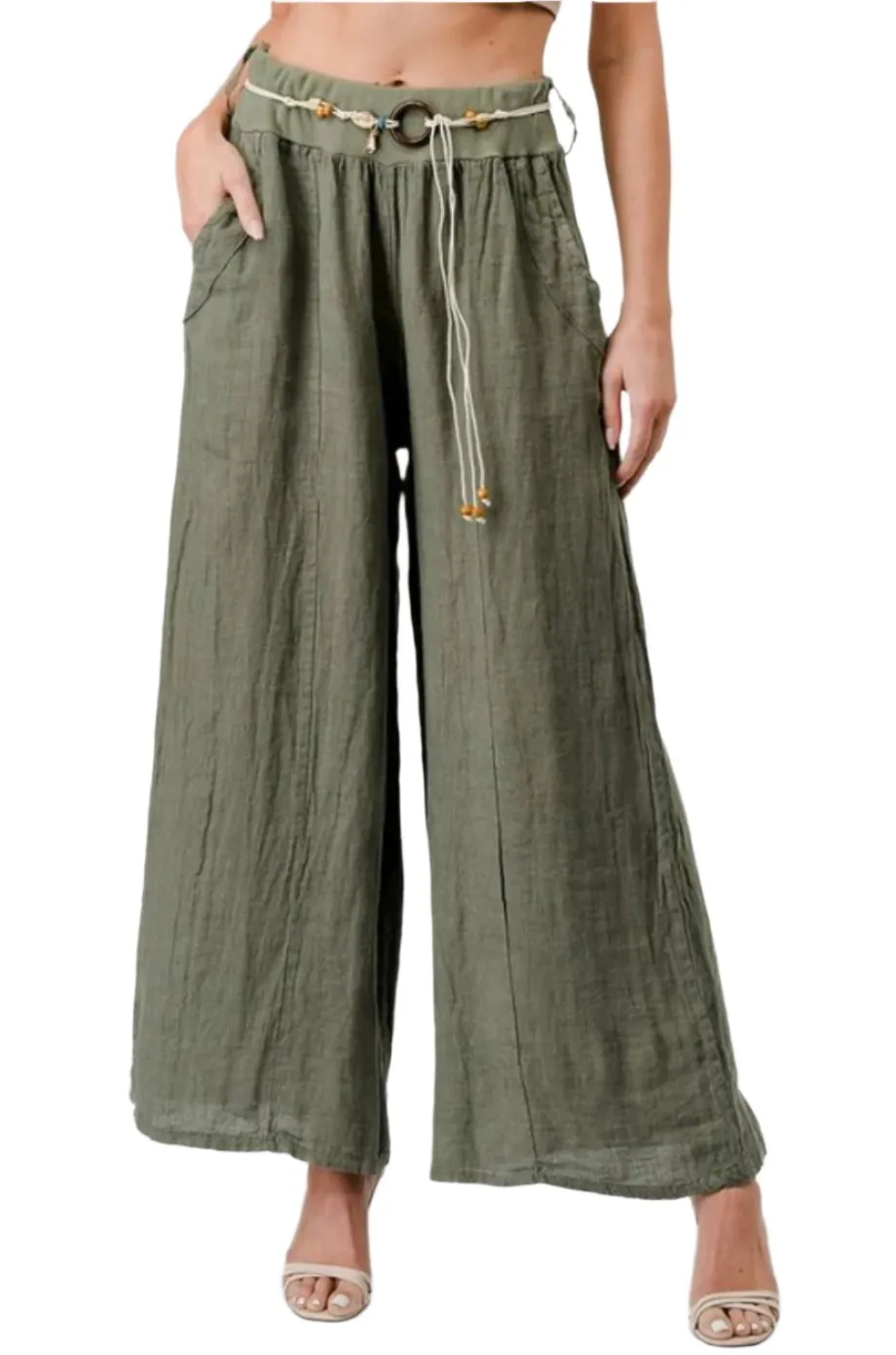 Palazzo style pants in 100% Italian Linen