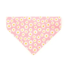 Pet Bandana - "Daisies - Pink" - Floral Daisy Bandana for Cat   Small Dog / Spring, Summer, Easter / Slide-on Bandana / Over-the-Collar (One Size)