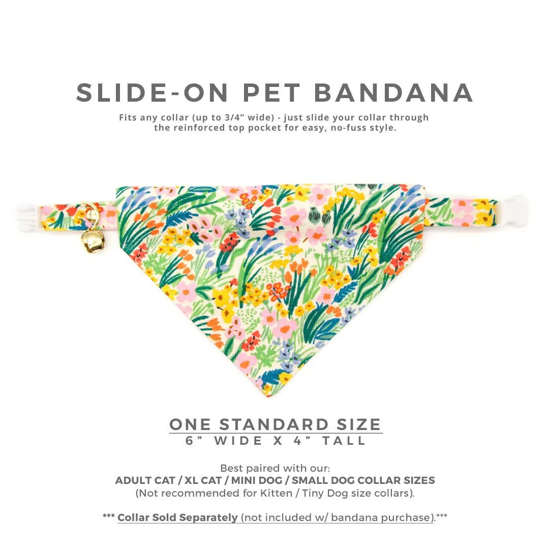 Pet Bandana - "Fantasia - Day" - Rifle Paper Co® Yellow Bandana for Cat   Small Dog / Spring, Summer, Easter / Slide-on Bandana / Over-the-Collar (One Size)