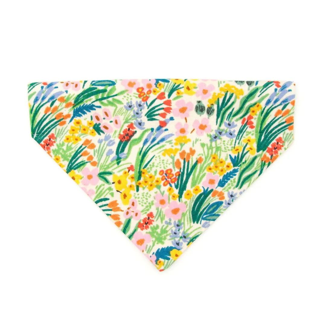 Pet Bandana - "Fantasia - Day" - Rifle Paper Co® Yellow Bandana for Cat   Small Dog / Spring, Summer, Easter / Slide-on Bandana / Over-the-Collar (One Size)