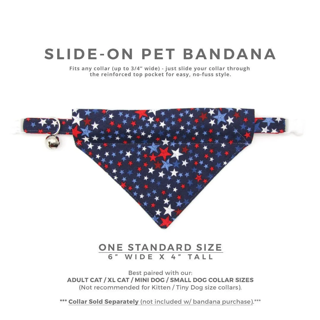 Pet Bandana - "Freedom Stars" - 4th of July Bandana for Cat   Small Dog / Independence Day / Slide-on Bandana / Over-the-Collar