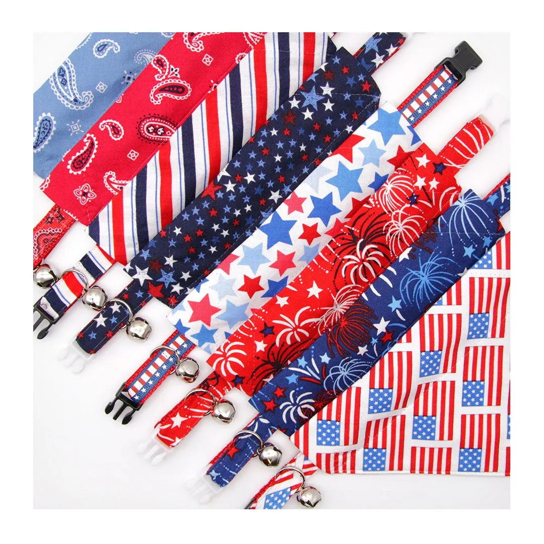 Pet Bandana - "Freedom Stars" - 4th of July Bandana for Cat   Small Dog / Independence Day / Slide-on Bandana / Over-the-Collar