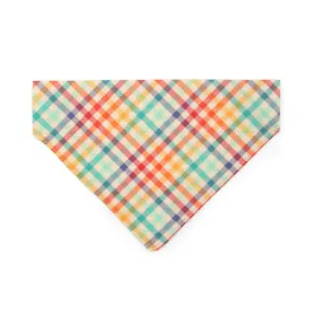 Pet Bandana - "Golden Hour" - Rainbow Plaid Bandana for Cat   Small Dog / Easter, Spring, Summer / Slide-on Bandana / Over-the-Collar (One Size)