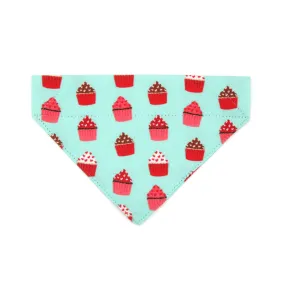 Pet Bandana - "Hey Cupcake - Mint" - Valentine's Day Cupcake Bandana for Cat   Small Dog / Birthday / Slide-on Bandana / Over-the-Collar (One Size)