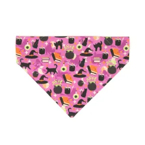 Pet Bandana - "Hocus Pocus - Purple" - Halloween Bandana for Cat   Small Dog / Witch, Spells, Cauldron, Sanderson, Binx, Potions / Slide-on Bandana / Over-the-Collar (One Size)