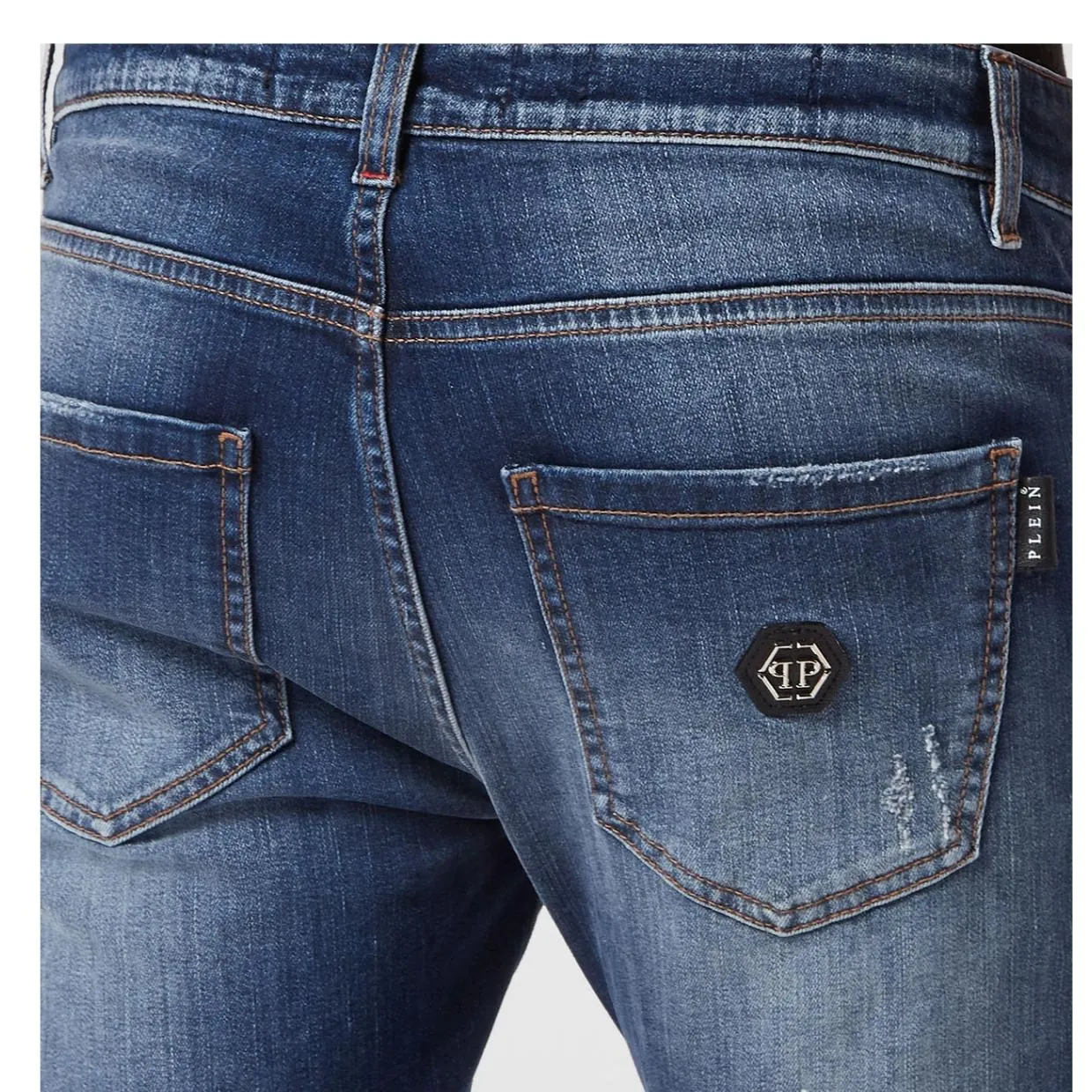 Philipp Plein Hexagon Logo Super Fit Denim Jeans