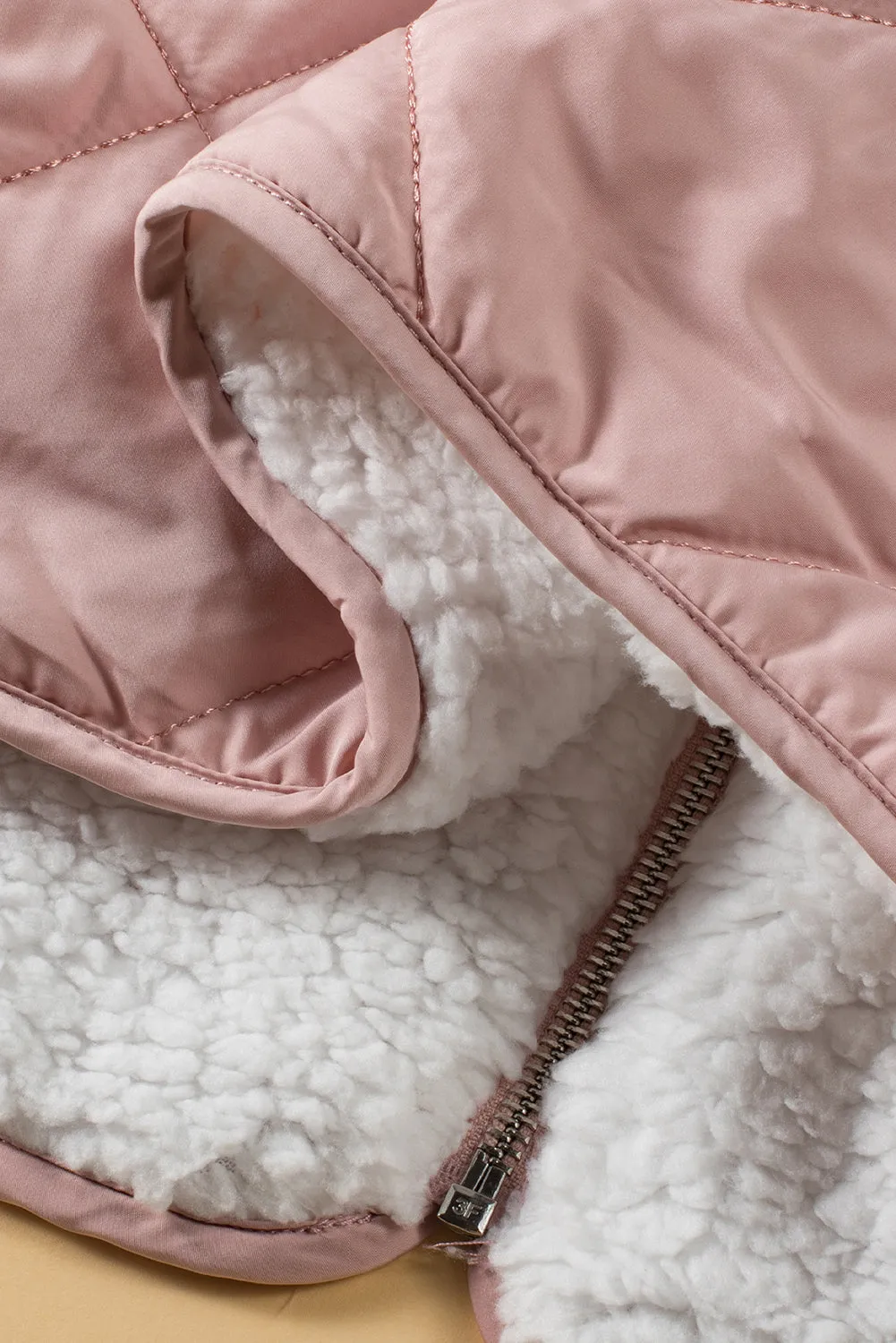 Pink Fleece Lined Quilted Vest Coats