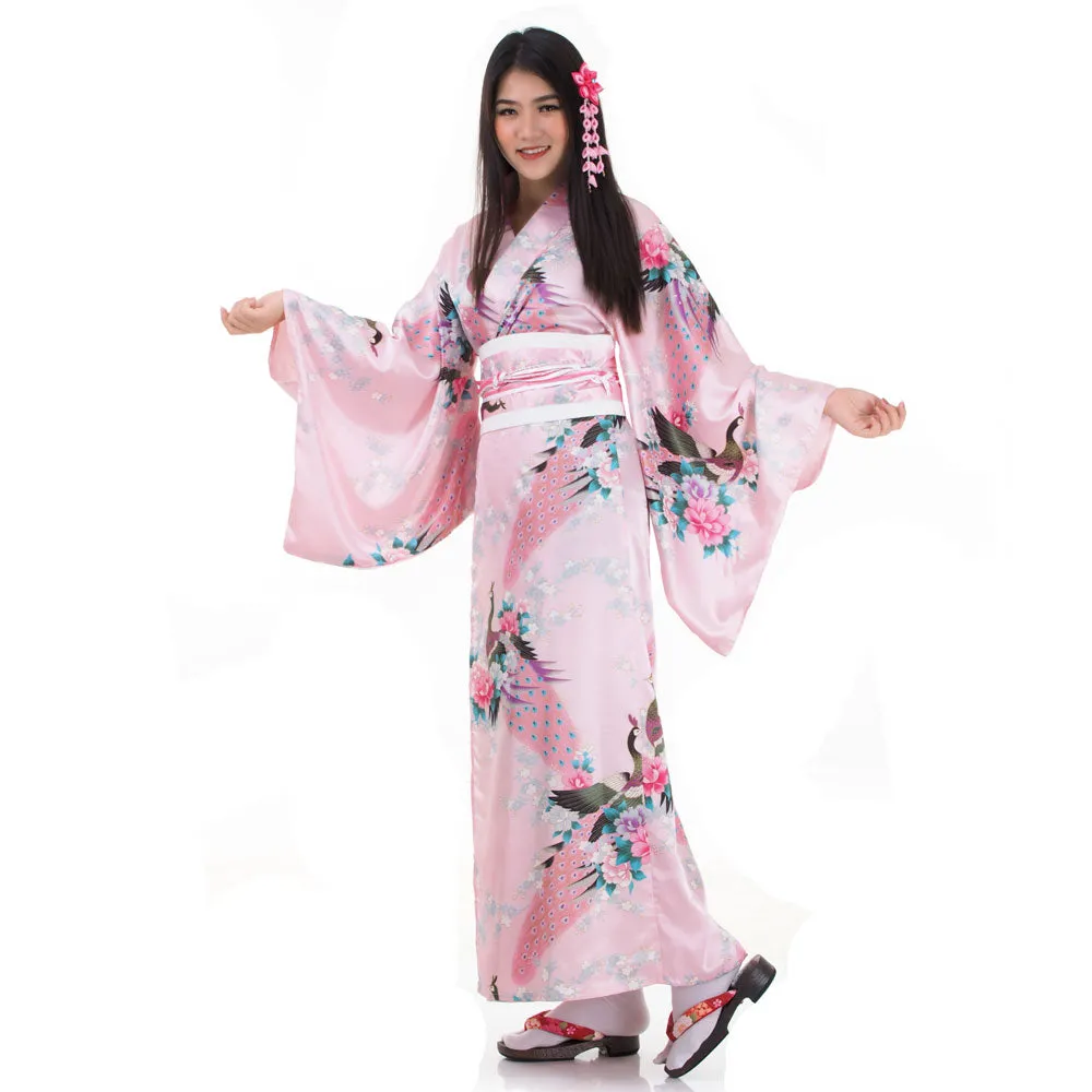 Pink Geisha Yukata Kimono Traditional Dress Sakura