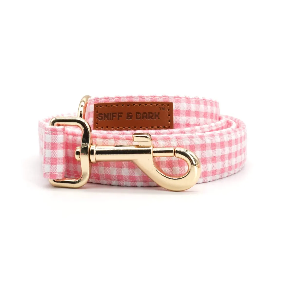 Pink Gingham Flower Unbreakable Collar™ & Leash Set