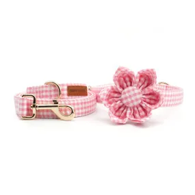 Pink Gingham Flower Unbreakable Collar™ & Leash Set