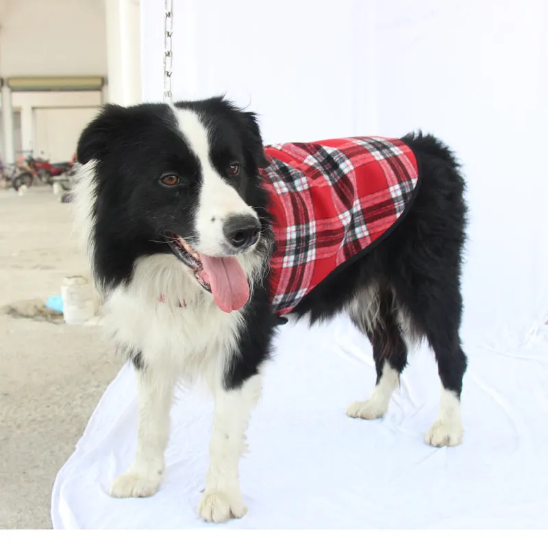 Plaid Warm Flannel Jacket for Large Dogs