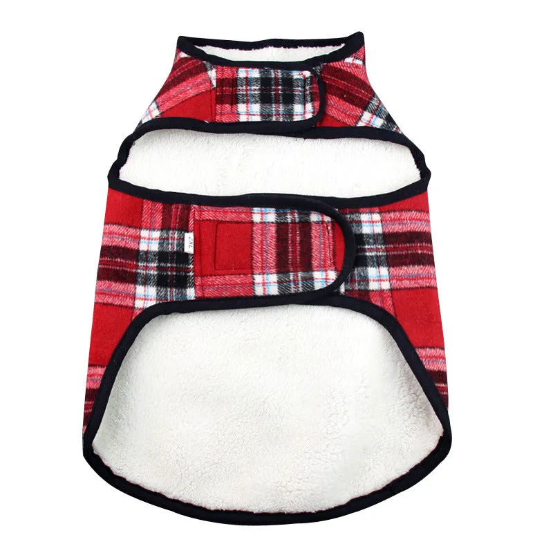 Plaid Warm Flannel Jacket for Large Dogs