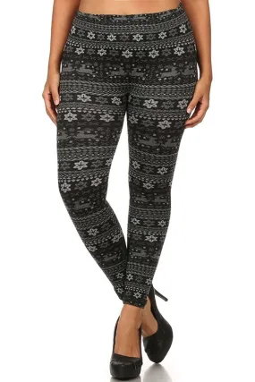 Plus Size Fleece Lined Black Grey Winter Holiday Leggings