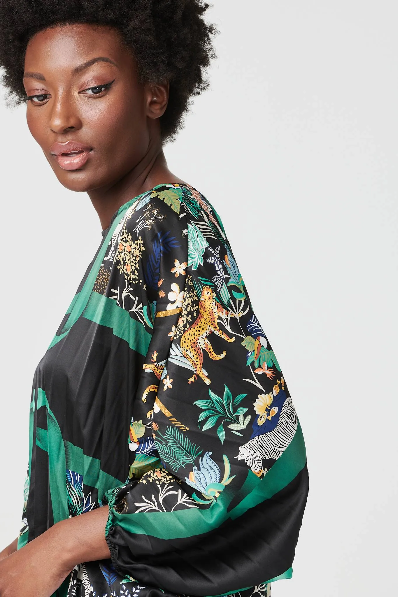 Printed Satin Oversized Blouse