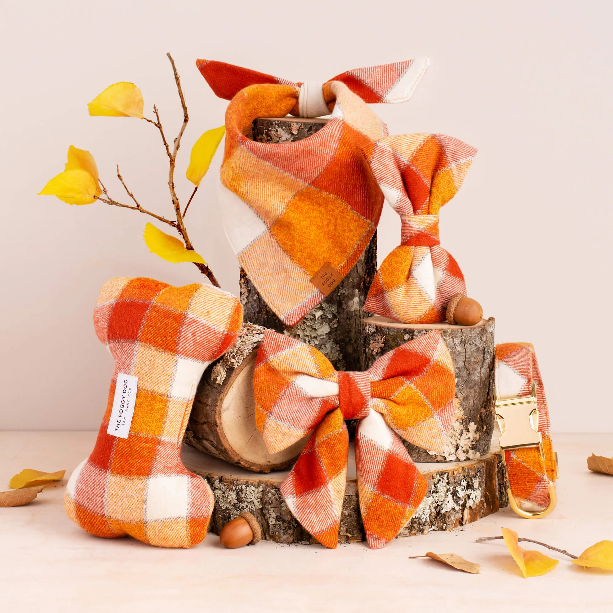 Pumpkin Spice Plaid Flannel Lady Bow Collar