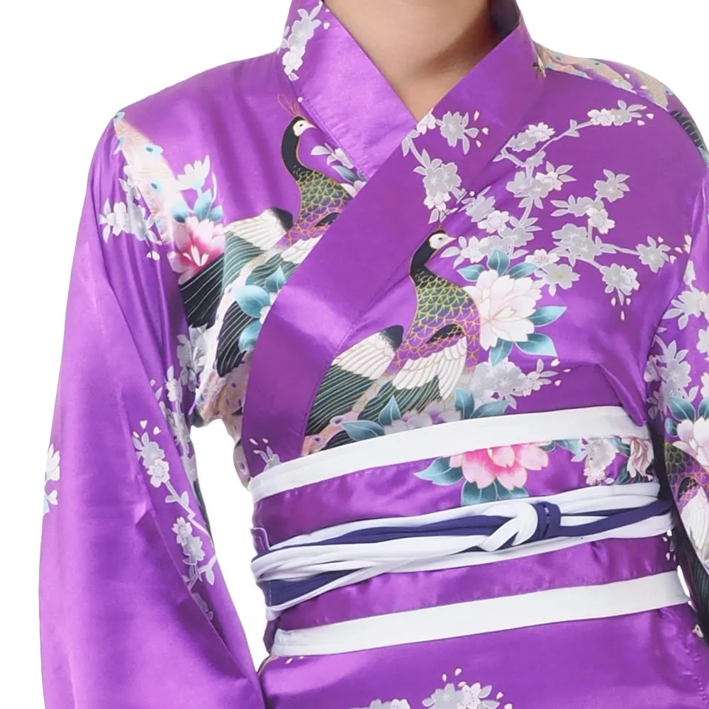 Purple Authentic Japanese Geisha Kimono Yumi