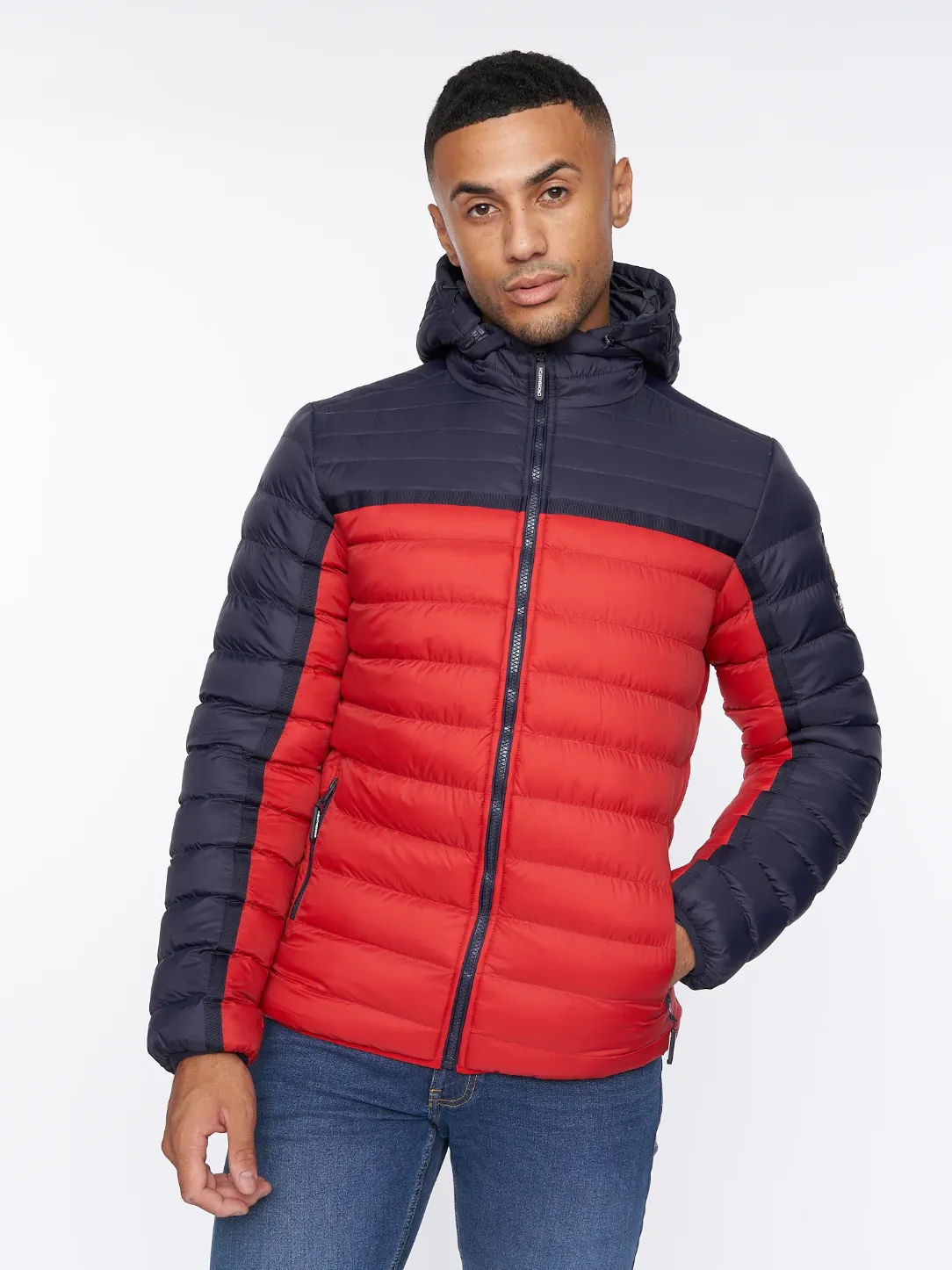 Pymoore Puffer Jacket Red and Navy