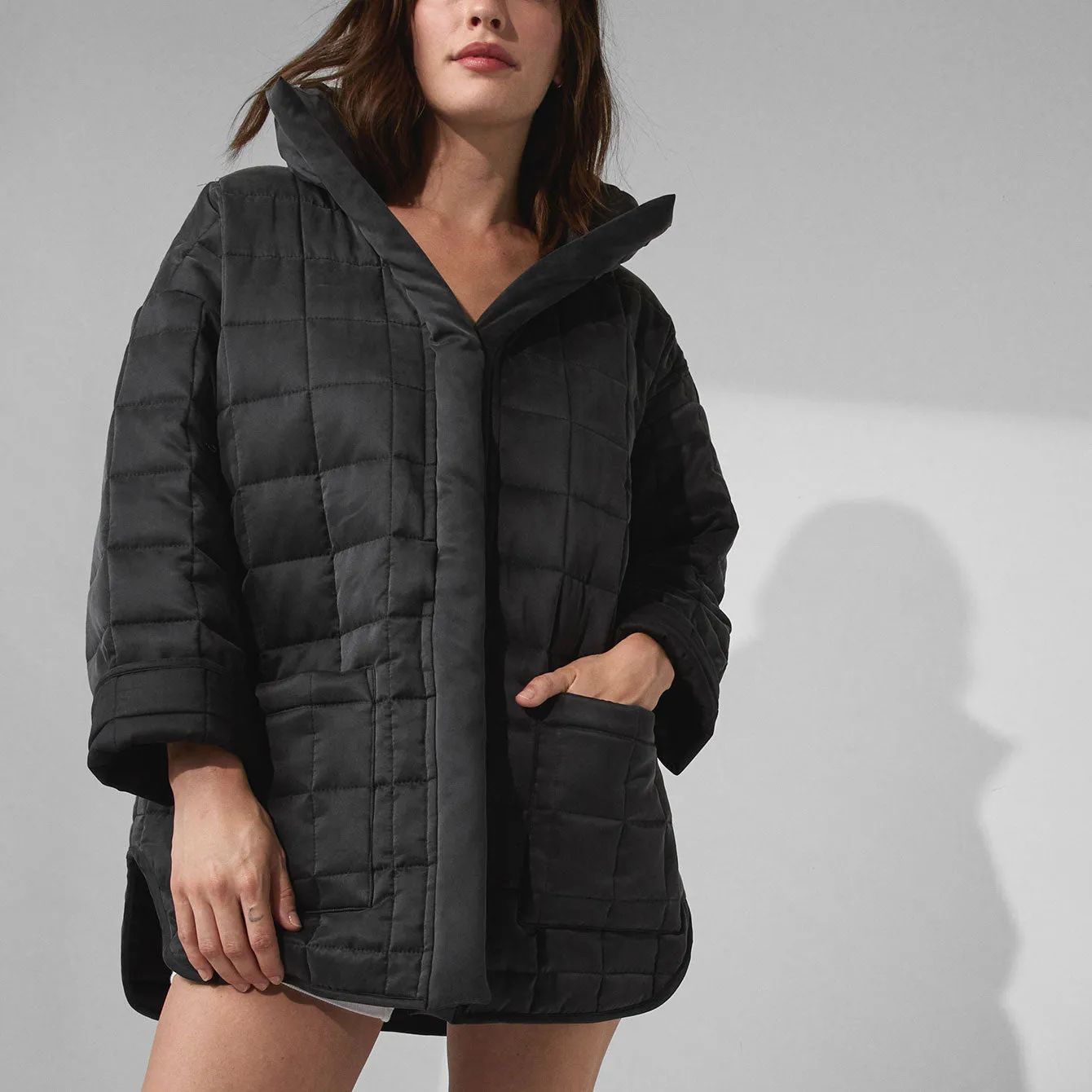 Quilted Silk Comforter Coat