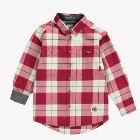 Red   Cream Cotton Plaid Shirt