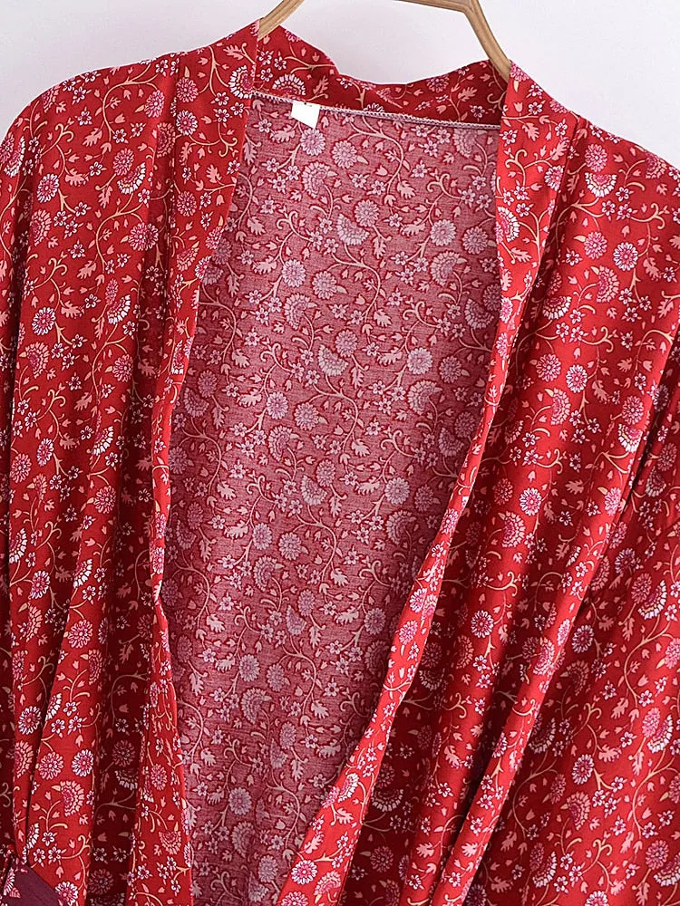 Robyn's Red Boho Print Short Kimono