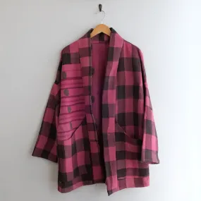 S Muted Fuschia Check Pattern Anoushka Jacket LL133