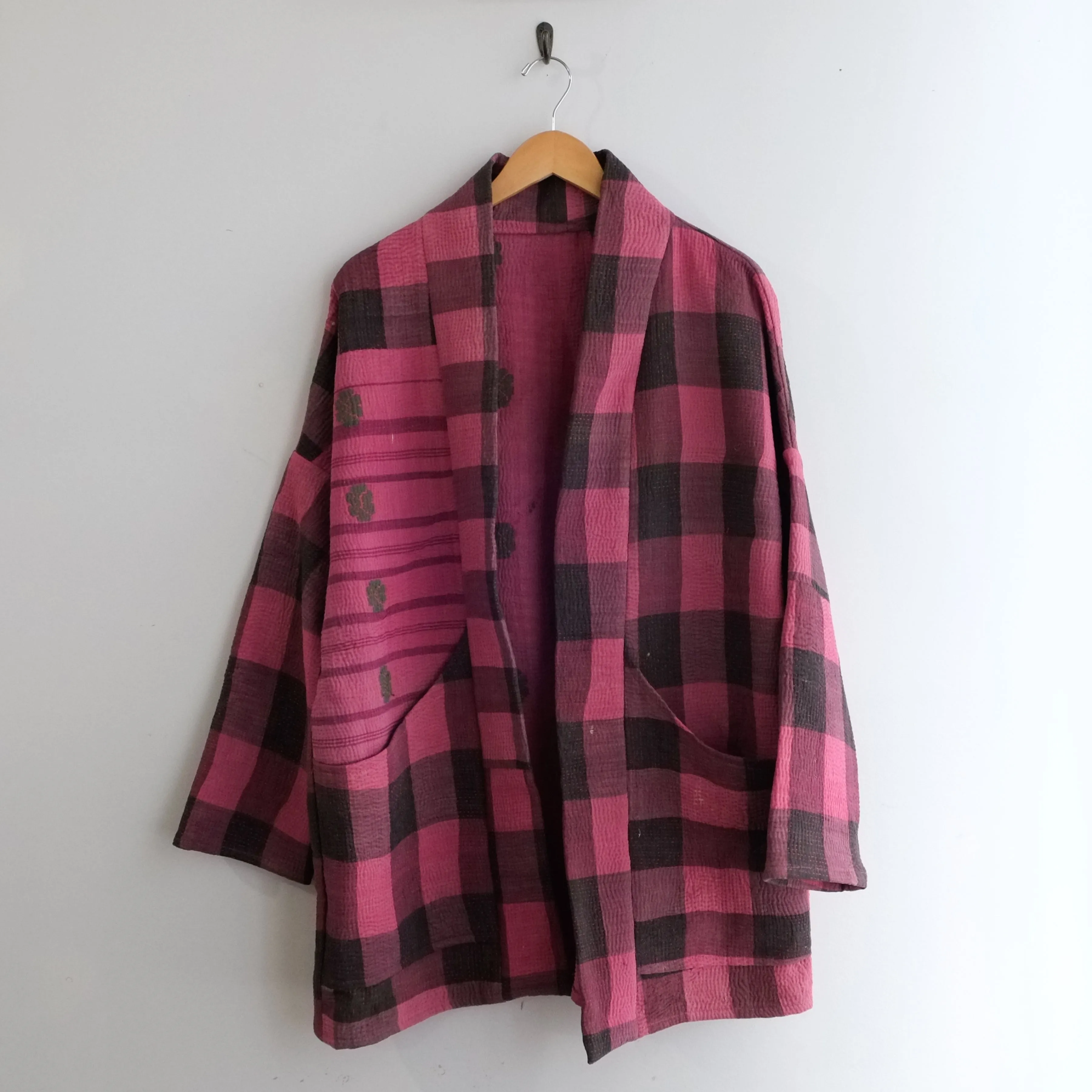 S Muted Fuschia Check Pattern Anoushka Jacket LL133