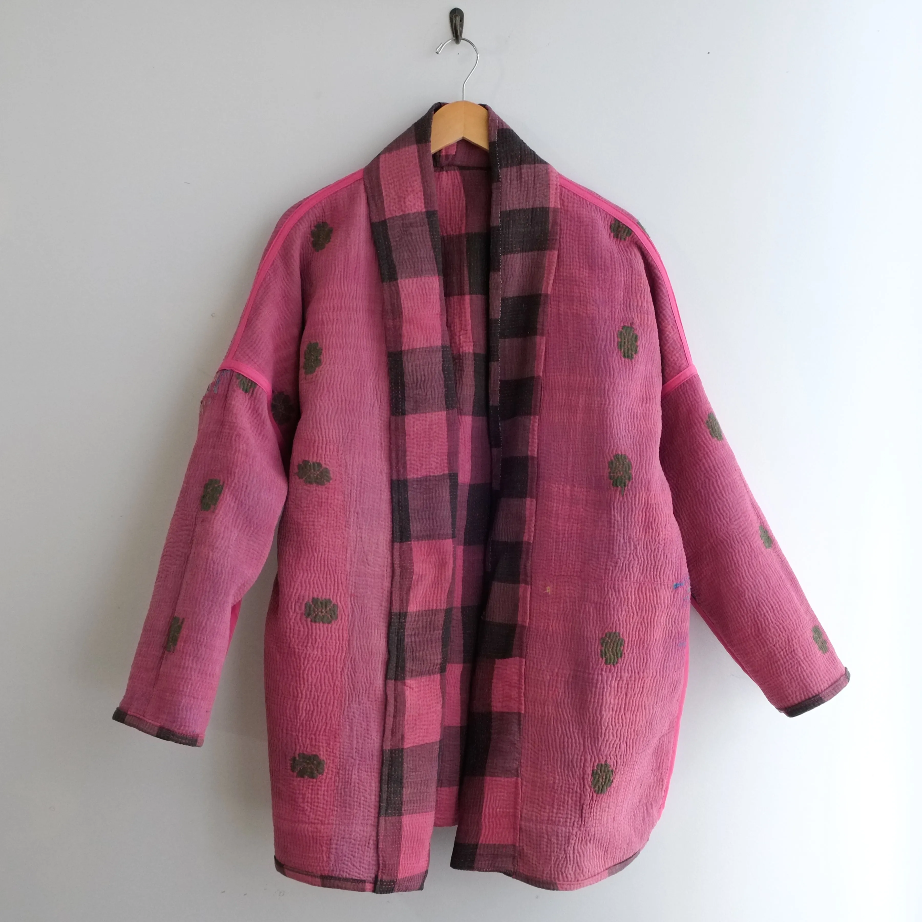 S Muted Fuschia Check Pattern Anoushka Jacket LL133