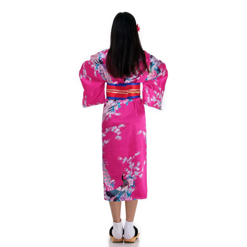 Sakura Pink Geisha Yukata Kimono Costume for Girls