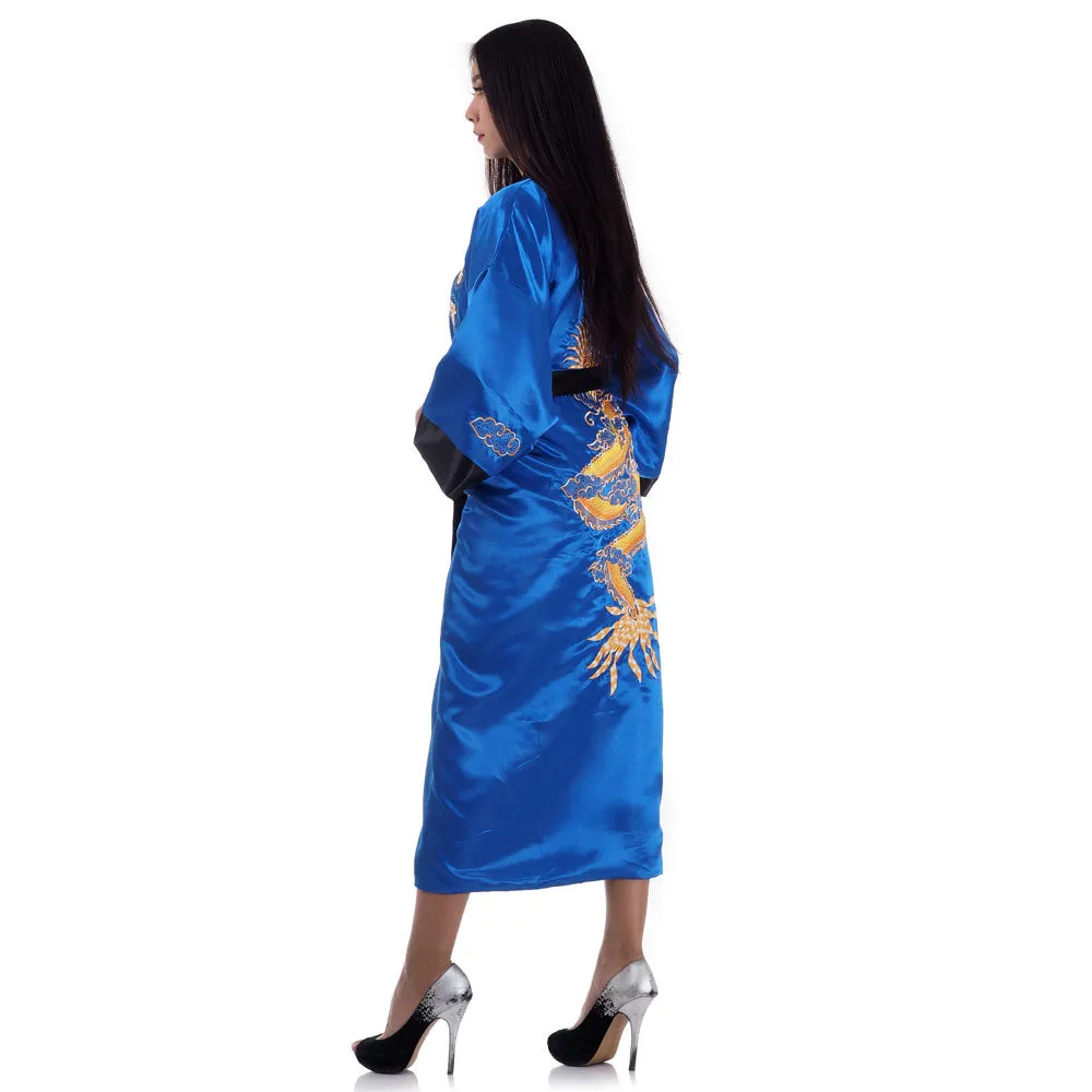 Sapphire Dragon Women’s Reversible Kimono Robe